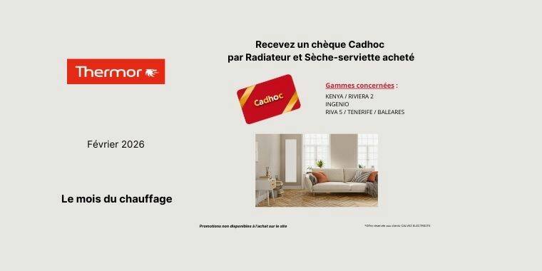 Le mois du chauffage

1 chèque Cadhoc offert par radiateur