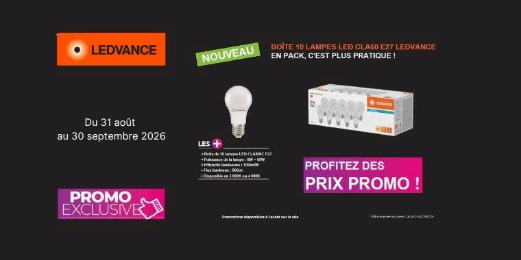 PROMO EXCLUSIVE

Boîte de 10 lampes LED CLA60 E27